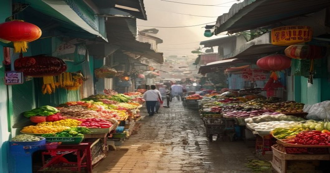 Khu vực chợ thị trấn Di Linh sầm uất - trung tâm thương mại huyện